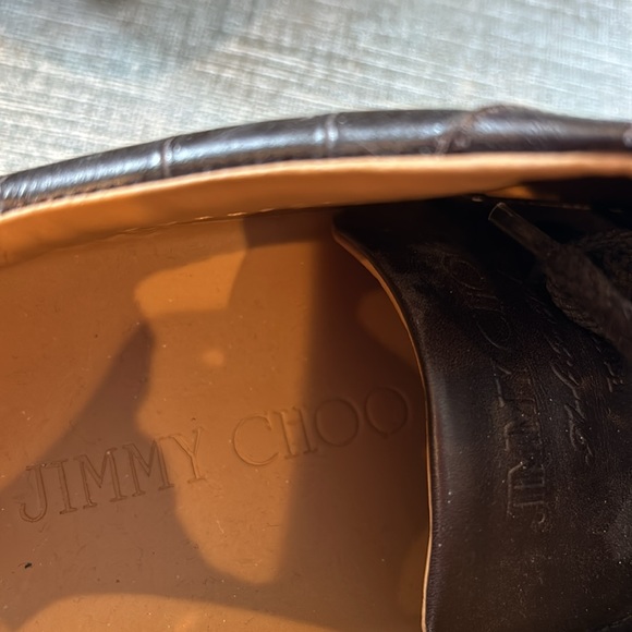Men’s Jimmy Choo Brown Embossed Leather Croc Sneakers-sz 11 - Picture 3 of 9